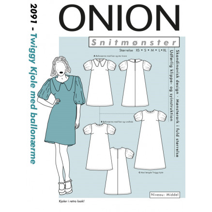 ONION Snitmønster Twiggy Kjole med Ballonærme