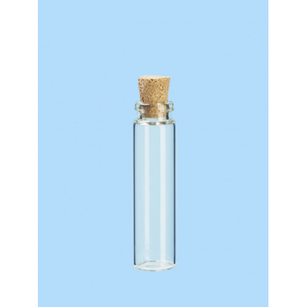 Mini Glasflaske med Kork Låg 12x46mm - 6 stk