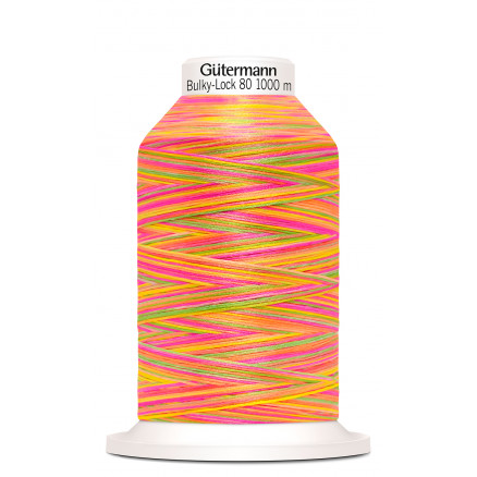 Gütermann Bulky-Lock 80 Multi Orange/Pink/Grøn Sytråd Polyester 9878 - 1000m