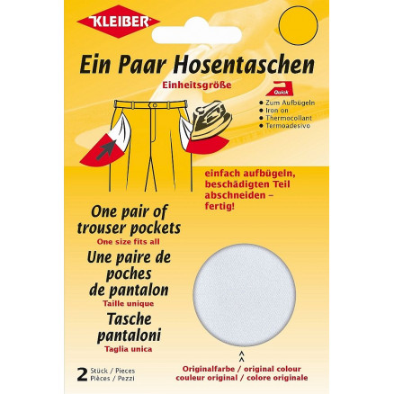 Kleiber Stryge Reparationslomme til Bukser Hvid 18,5x16cm - 2 stk