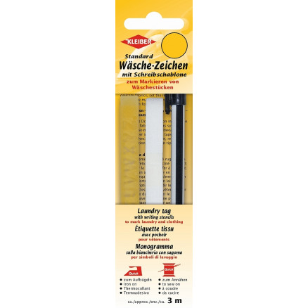 Kleiber Vasketøj Tags/Tape Mellem Sæt Hvid 1cm - 3m