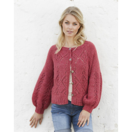 Berry Diamond Cardigan by DROPS Design - Jakke Strikkeopskrift str. S - XXXL