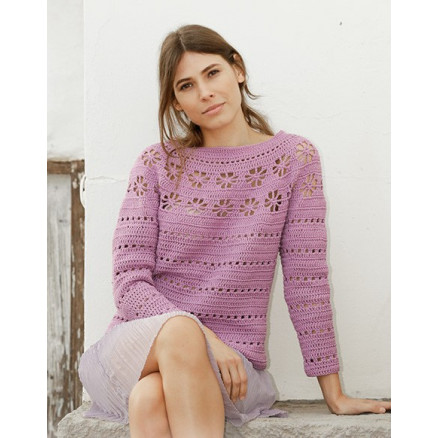Daisy Chain by DROPS Design - Bluse Hækleopskrift str. S - XXXL