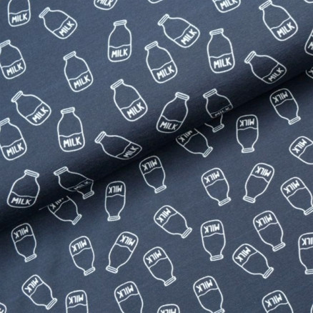 Bomuldsjersey Print Stof 150cm 001 Mælk - 50cm