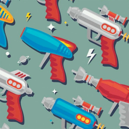 Bomuldsjersey Print Stof 150cm 014 Vandpistoler - 50cm