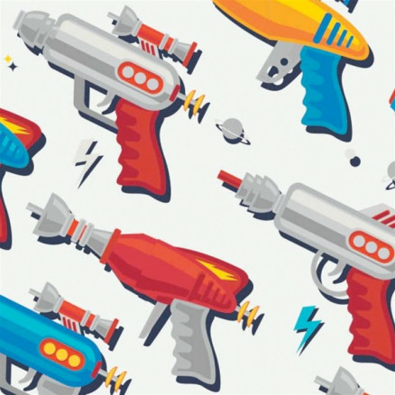 Bomuldsjersey Print Stof 150cm 002 Vandpistoler - 50cm