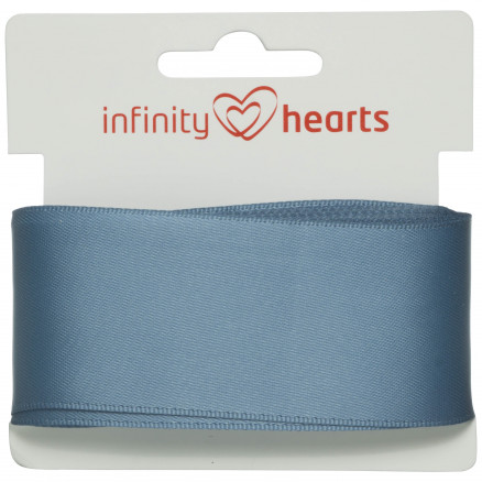 Infinity Hearts Satinbånd Dobbeltsidet 38mm 338 Blå - 5m