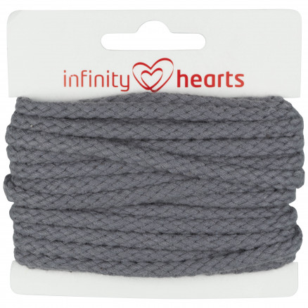 Infinity Hearts Anoraksnor Bomuld rund 5mm 950 Mørk Grå - 5m