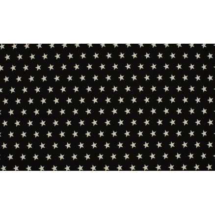 Minimals Bomuldspoplin Stof Print 169 Star Black/White 145cm - 50cm