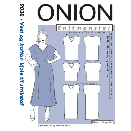 ONION Snitmønster 9030 Plus Vest & Kaftan Kjole til Strikstof
