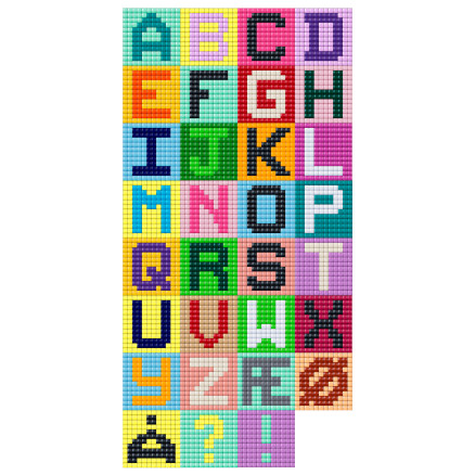 Tal -og bogstaver i Pixelhobby af Rito Krea - Perlemønster Bogstaver - 48 stk.