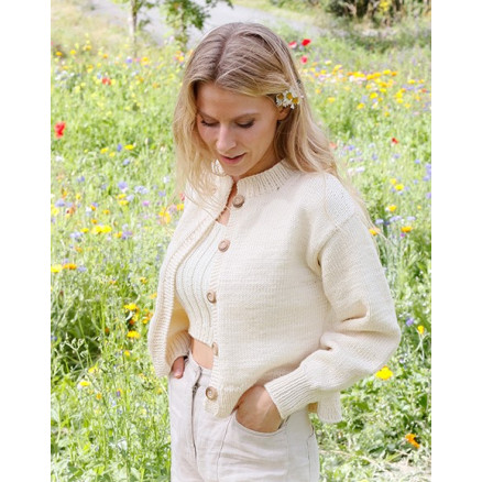 Prairie Rose Cardigan by DROPS Design - Cardigan Strikkeopskrift str. S - XXXL
