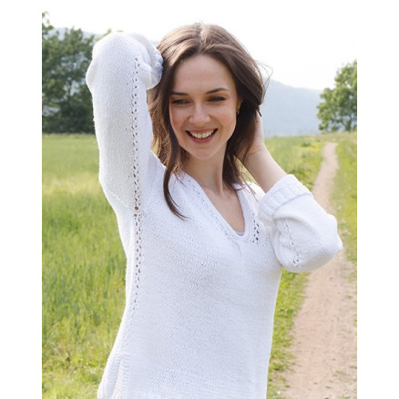 White Trail by DROPS Design - Bluse Strikkeopskrift str. S - XXXL