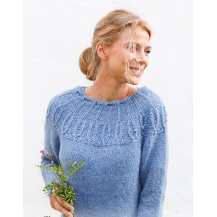 Blue Peacock by DROPS Design - Bluse Strikkeopskrift str. S - XXXL