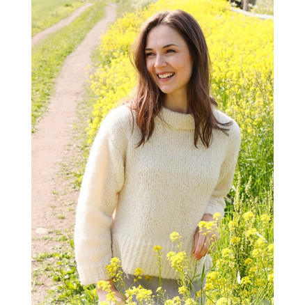 White Dandelion by DROPS Design - Bluse Strikkeopskrift str. S - XXXL