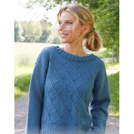 Blue Glass by DROPS Design - Bluse Strikkeopskrift str. S - XXXL