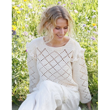 Harlequin Ruffles by DROPS Design - Bluse Hækleopskrift str. S - XXXL