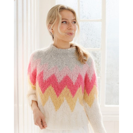 Pink Lemonade Sweater by DROPS Design - Bluse Strikkeopskrift str. S - XXXL