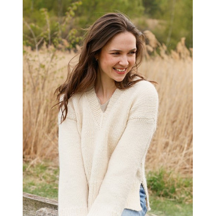 Country Cream by DROPS Design - Bluse Strikkeopskrift str. S - XXXL