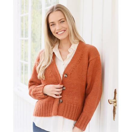 Glazed Orange by DROPS Design - Cardigan Strikkeopskrift str. XS - XXL