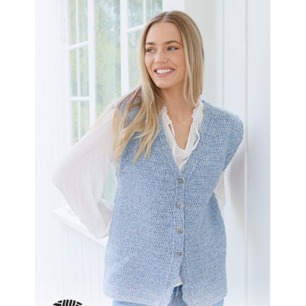 Hazy Dew Vest by DROPS Design - Vest Hækleopskrift str. S - XXXL
