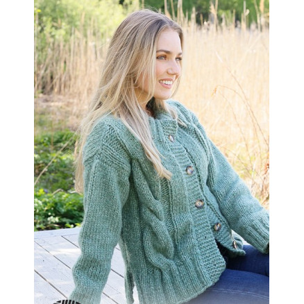 Scent of Sage Cardigan by DROPS Design - Cardigan Strikkeopskrift str. S - XXXL