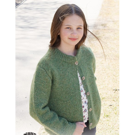 Fresh Lime Jacket by DROPS Design - Cardigan Strikkeopskrift str. 2-12 år