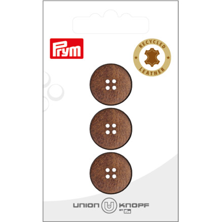 Prym Læderknap Brun 18mm - 3 stk
