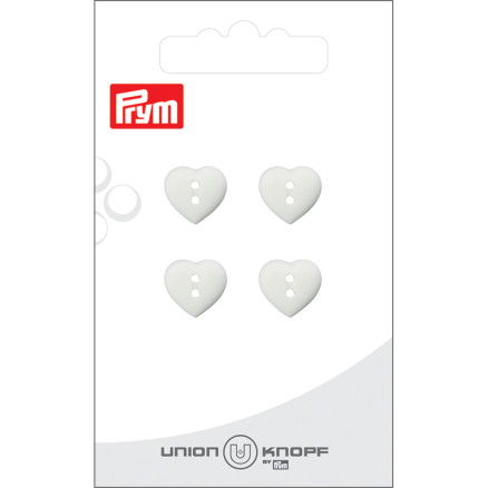 Prym Plastikknap Hjerte Hvid 12mm - 4 stk