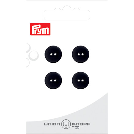 Prym Flad Plastikknap Sort 12mm - 4 stk