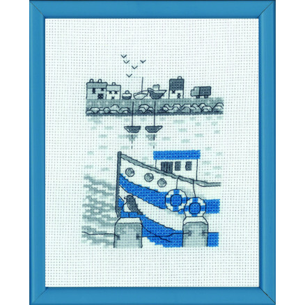 Permin Broderikit Fiskekutter 14x18cm