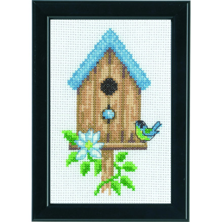 Permin Broderikit Fuglehuse Beige 9x14cm