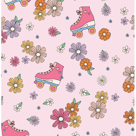 Bomuldsjersey Print Stof 150cm 011 Rulleskøjter - 50cm