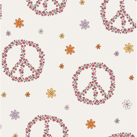 Bomuldsjersey Print Stof 150cm 051 Fredstegn - 50cm