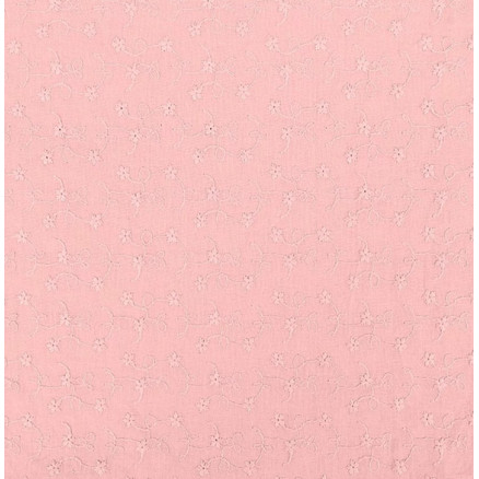 Bomuldsstof m/Broderi 135cm 011 Lyserød - 50cm