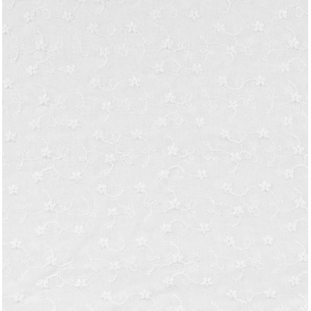 Bomuldsstof m/Broderi 135cm 050 Hvid - 50cm