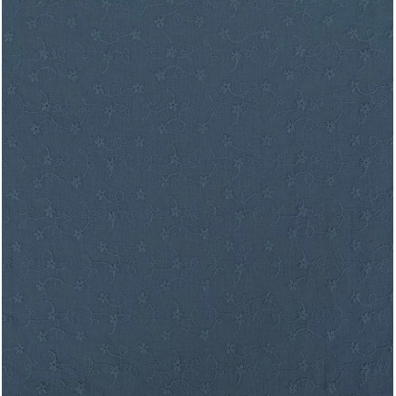 Bomuldsstof m/Broderi 135cm 1107 Mørkeblå - 50cm