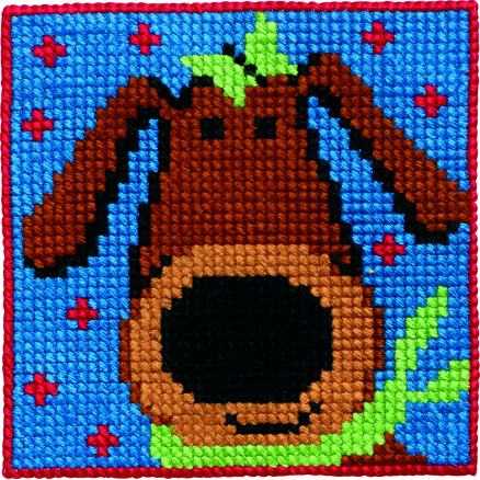 Permin Broderikit Børnestramaj Hund 25x25cm