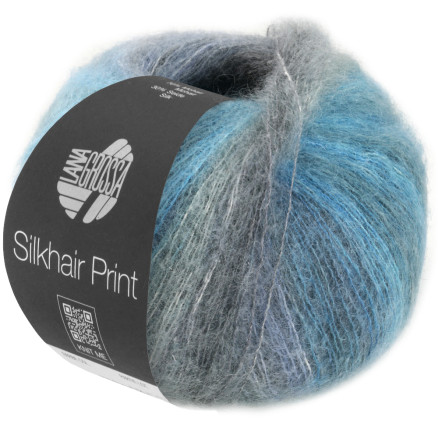 Lana Grossa Silkhair Print 432 Petroleum/Mørk petroleum/Mussegrå/Røggrå