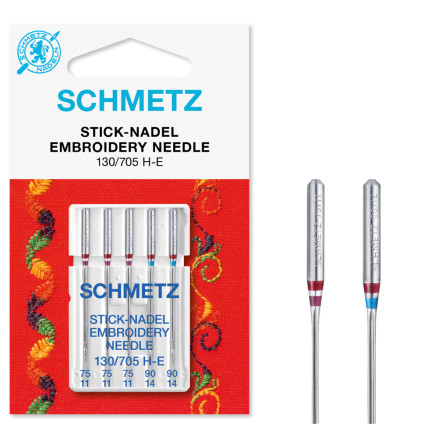 Schmetz Symaskinenåle Broderi 130/705 H-E Str. 75-90 - 5 stk