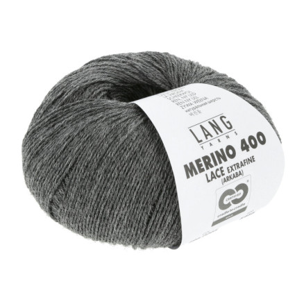 Lang Yarns Merino 400 Lace Garn 05 Mørk Grå Melange