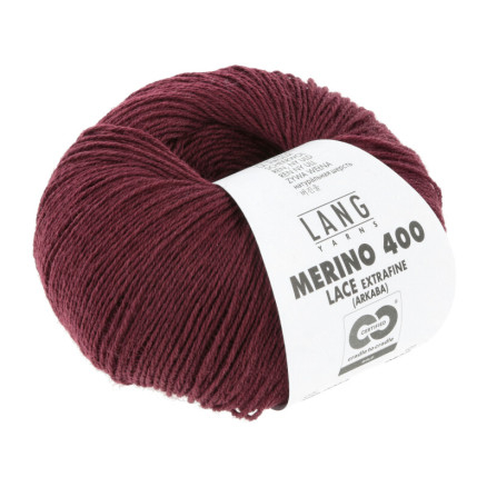 Lang Yarns Merino 400 Lace Garn 64 Bordeaux Melange
