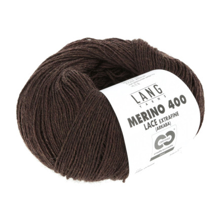 Lang Yarns Merino 400 Lace Garn 368 Mørk Brun Melange