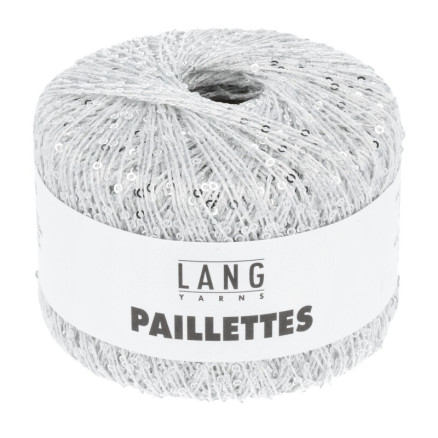 Lang Yarns Paillettes Garn 01 Hvid/Sølv