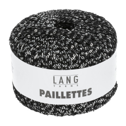 Lang Yarns Paillettes Garn 04 Sort/Sølv