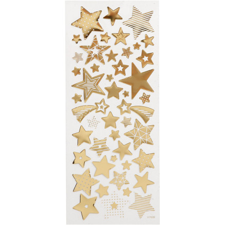 Stickers, stjerner, ark 10x24 cm, guld, 1 ark