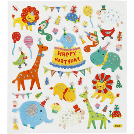 Stickers, dyreorkester, ark 15x16,5 cm, 1 ark