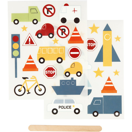 Rub on stickers, transport, ark 12,2x15,3 cm, 1 pk.