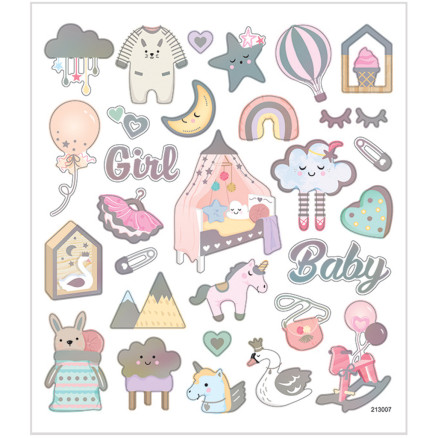 Stickers, baby girl, ark 15x16,5 cm, 1 ark
