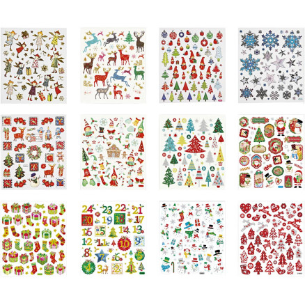 Stickershæfte, jul, ark 15x16,5 cm, 2x12ark/ 1 pk.